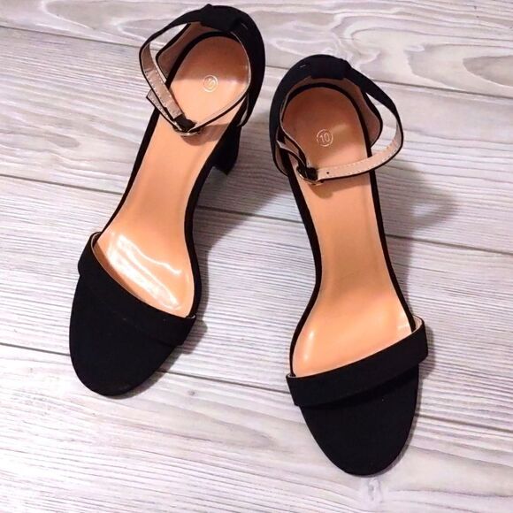 (38-2940) Women's Suede High Heel Open Toe Sz 10 - Picture 4 of 12